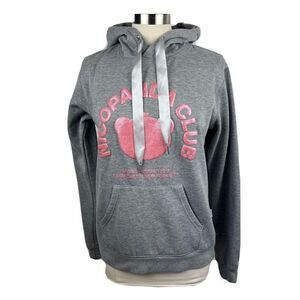 Nicopanda Hoodie S Women Gray Pink Graphic Pullover Casual Cotton Blend Harajuku